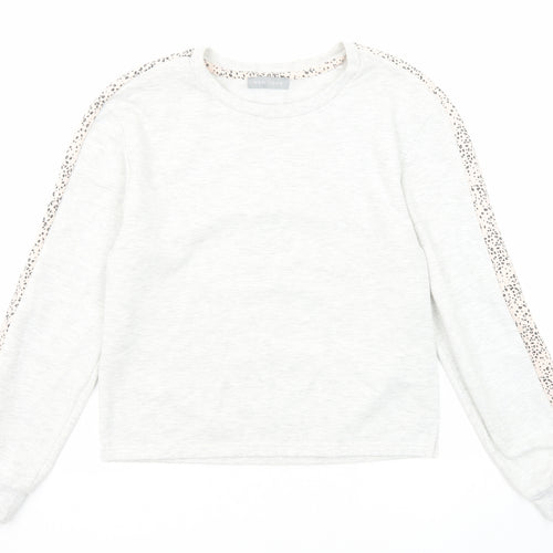 New Look Womens Ivory Geometric Polyester Pullover Sweatshirt Size 6 Pullover