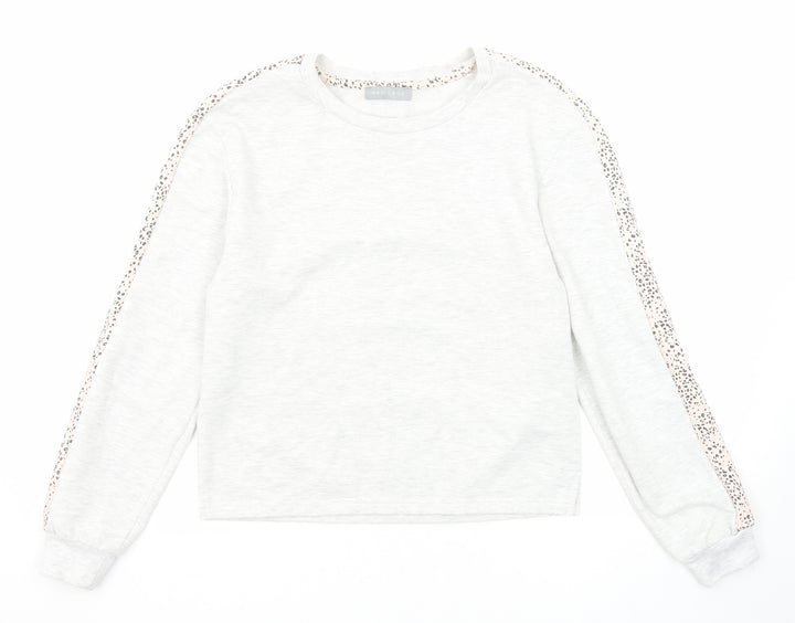New Look Womens Ivory Geometric Polyester Pullover Sweatshirt Size 6 Pullover