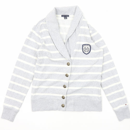 Tommy Hilfiger Womens Grey Striped Jacket Blazer Size M Button