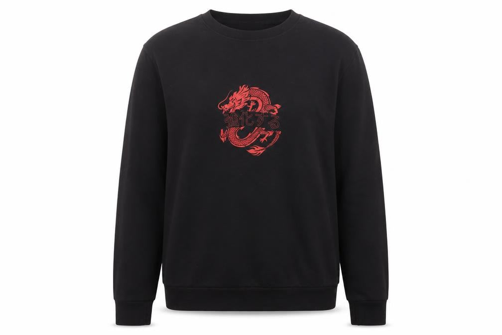 Front view of Boohoo women’s black cotton pullover sweatshirt, size S, pullover