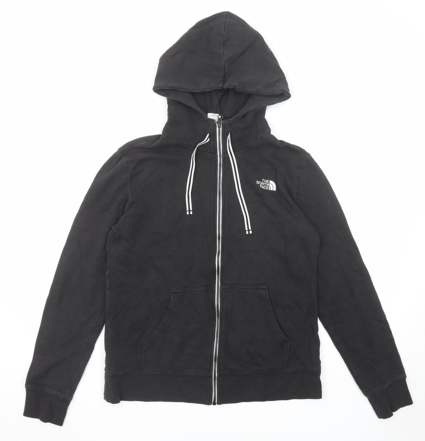The North Face Womens Black Cotton Full Zip Hoodie Size L Zip