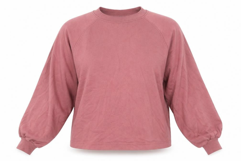 Front view of ASOS women’s purple cotton pullover sweatshirt, size UK 8, pullover