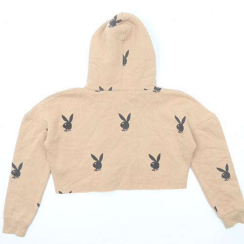 Missguided Womens Beige Geometric Polyester Pullover Hoodie Size 8 Pullover - Playboy