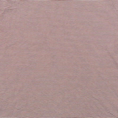 Marks and Spencer Womens Brown Striped Cotton Basic T-Shirt Size 2XL Round Neck