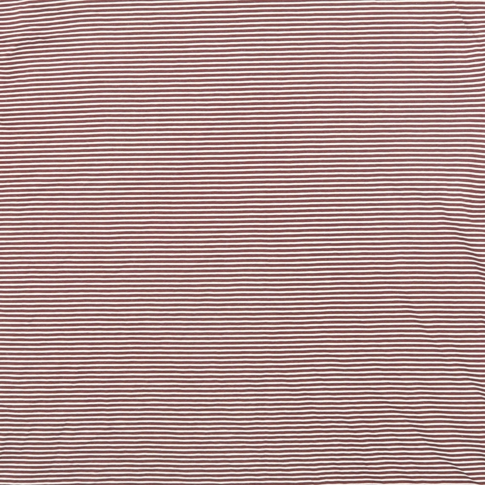 Marks and Spencer Womens Brown Striped Cotton Basic T-Shirt Size 2XL Round Neck