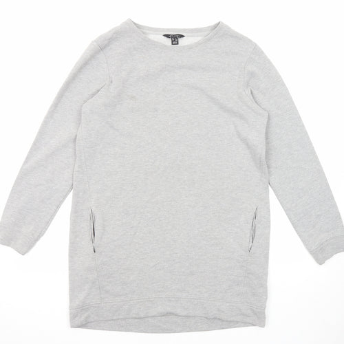 New Look Womens Grey Polyester Jumper Dress Size 12 Round Neck Pullover