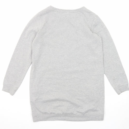 New Look Womens Grey Polyester Jumper Dress Size 12 Round Neck Pullover