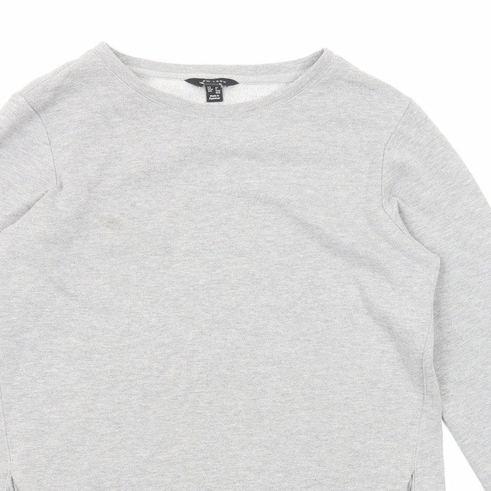New Look Womens Grey Polyester Jumper Dress Size 12 Round Neck Pullover
