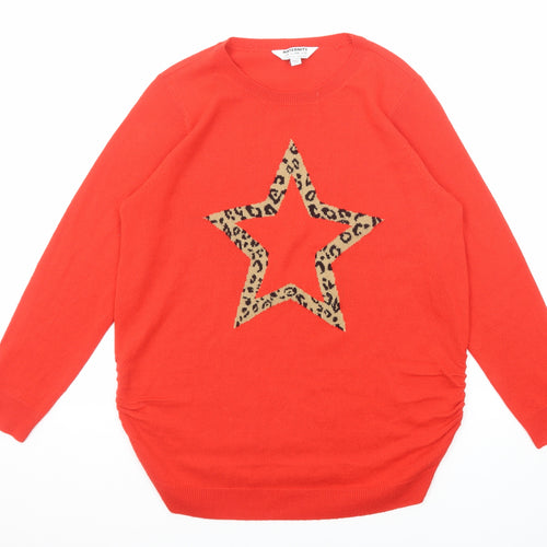 Dorothy Perkins Womens Red Round Neck Acrylic Pullover Jumper Size 10 - Star