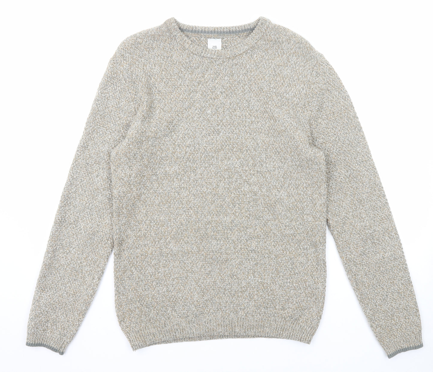 River Island Mens Grey Round Neck Acrylic Pullover Jumper Size S Long Sleeve