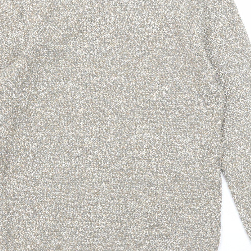 River Island Mens Grey Round Neck Acrylic Pullover Jumper Size S Long Sleeve