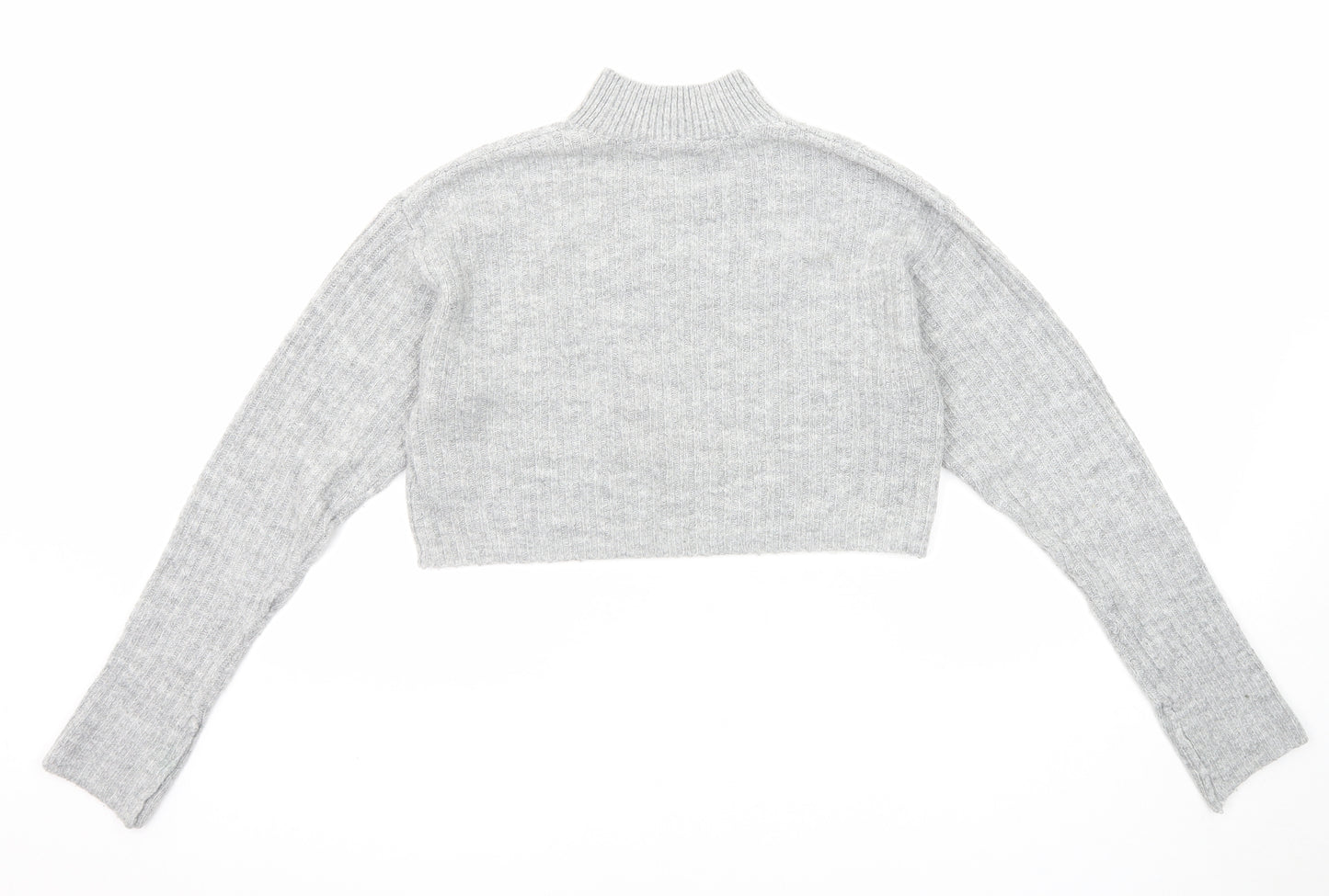 New Look Girls Grey Mock Neck Acrylic Pullover Jumper Size 10-11 Years Pullover - Cropped