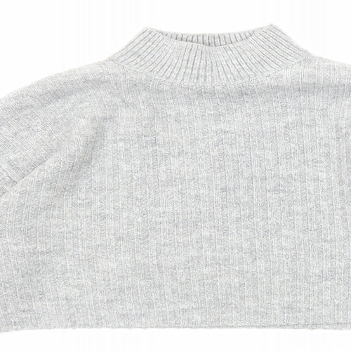 New Look Girls Grey Mock Neck Acrylic Pullover Jumper Size 10-11 Years Pullover - Cropped