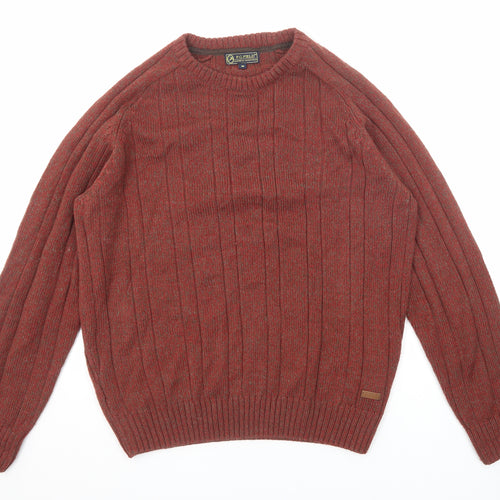 PG Field Mens Red Crew Neck Acrylic Pullover Jumper Size M Long Sleeve