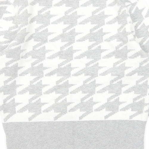 Marks and Spencer Womens Grey Mock Neck Geometric Viscose Pullover Jumper Size 12