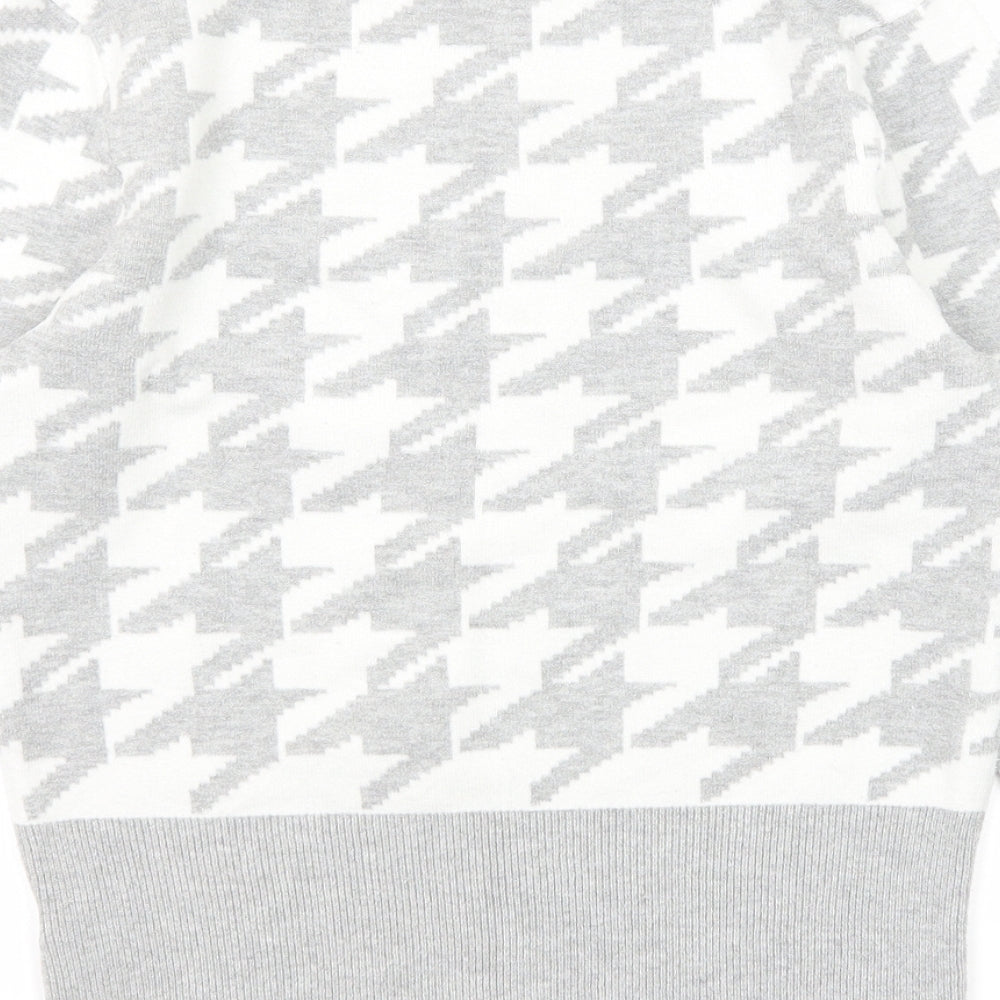 Marks and Spencer Womens Grey Mock Neck Geometric Viscose Pullover Jumper Size 12