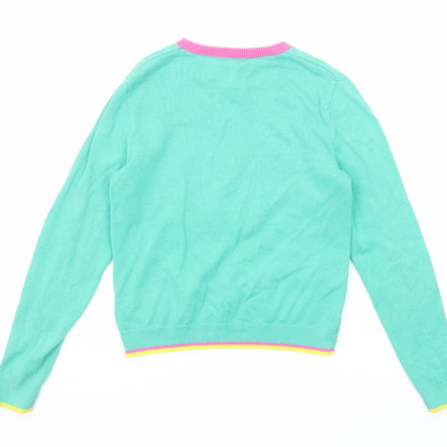 NEXT Girls Grey Round Neck Cotton Pullover Jumper Size 9 Years Pullover - Wild Cat