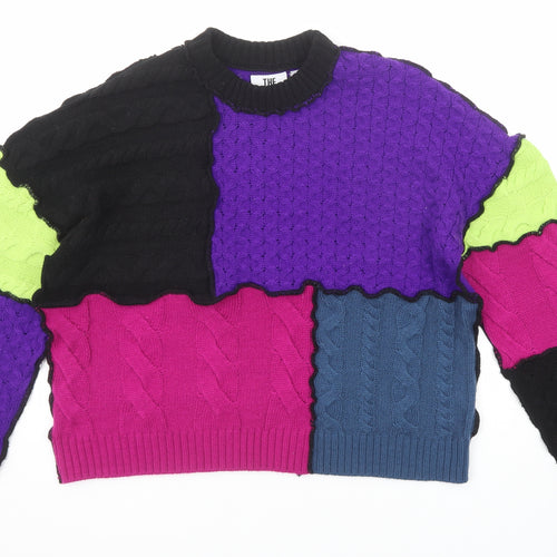 The Ragged Priest Womens Multicoloured Round Neck Geometric Acrylic Pullover Jumper Size S