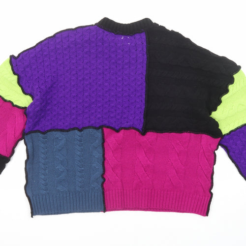 The Ragged Priest Womens Multicoloured Round Neck Geometric Acrylic Pullover Jumper Size S