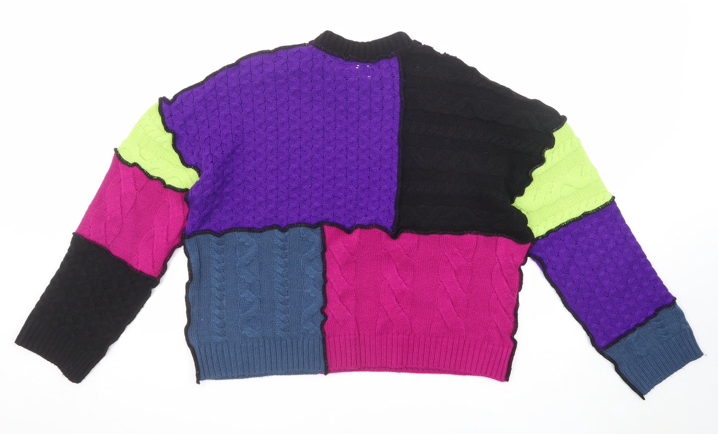 The Ragged Priest Womens Multicoloured Round Neck Geometric Acrylic Pullover Jumper Size S