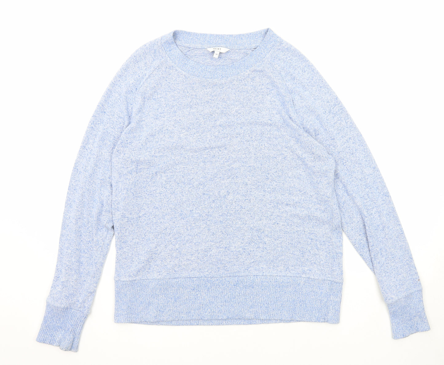 NEXT Womens Blue Round Neck Geometric Viscose Pullover Jumper Size 14