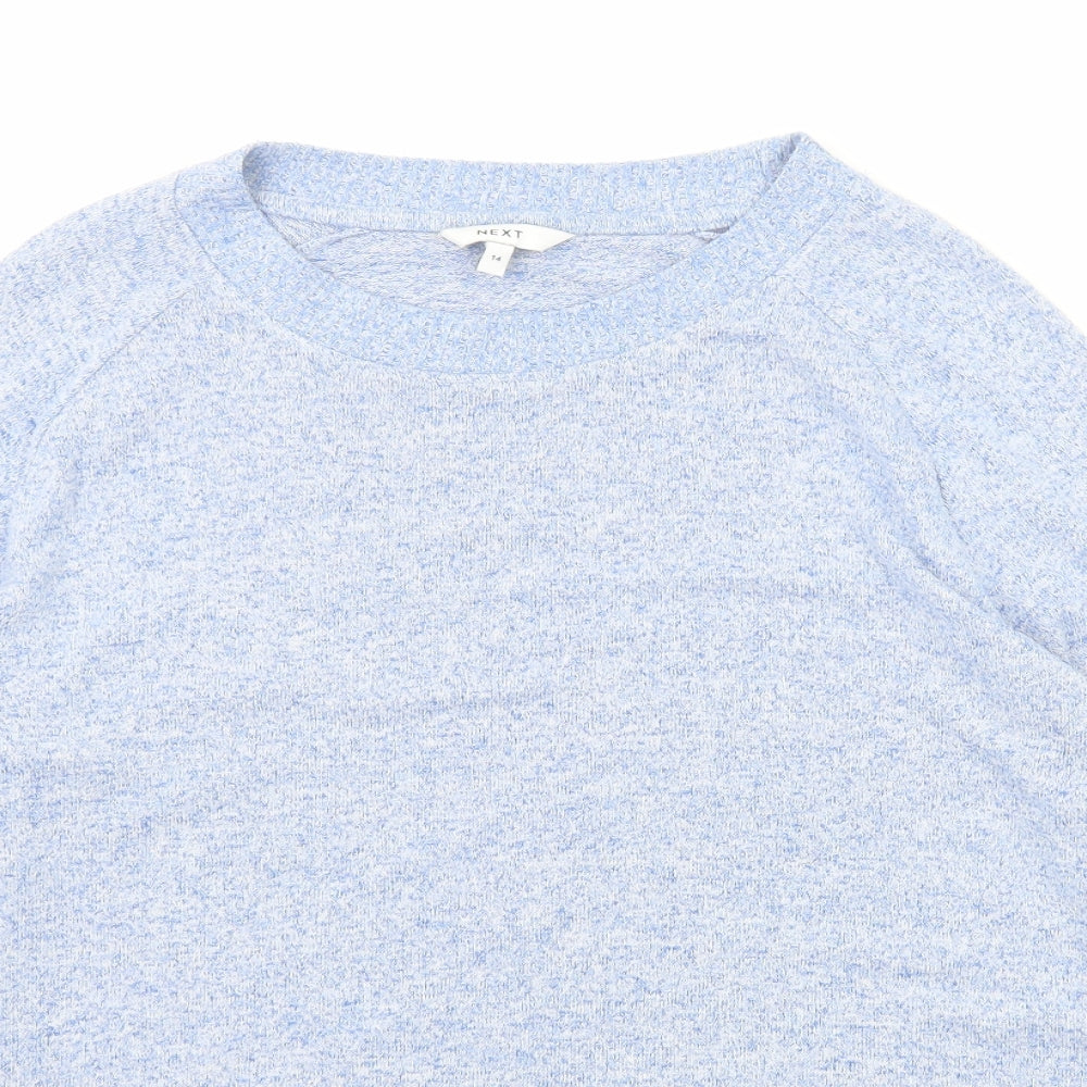 NEXT Womens Blue Round Neck Geometric Viscose Pullover Jumper Size 14