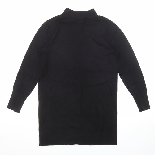 Wallis Womens Black Viscose Jumper Dress Size S Round Neck Pullover