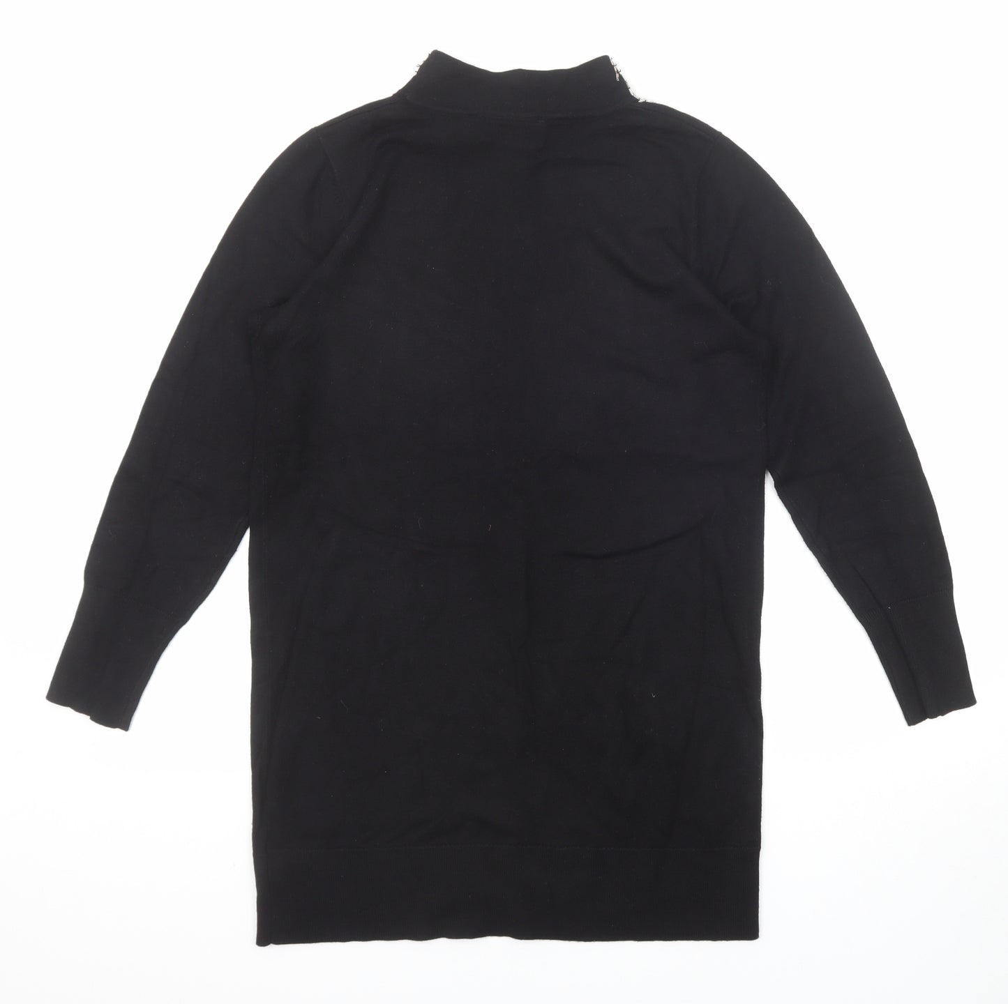 Wallis Womens Black Viscose Jumper Dress Size S Round Neck Pullover