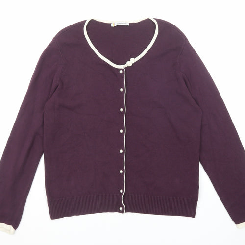 Kaleidoscope Womens Purple Round Neck Cotton Cardigan Jumper Size 20