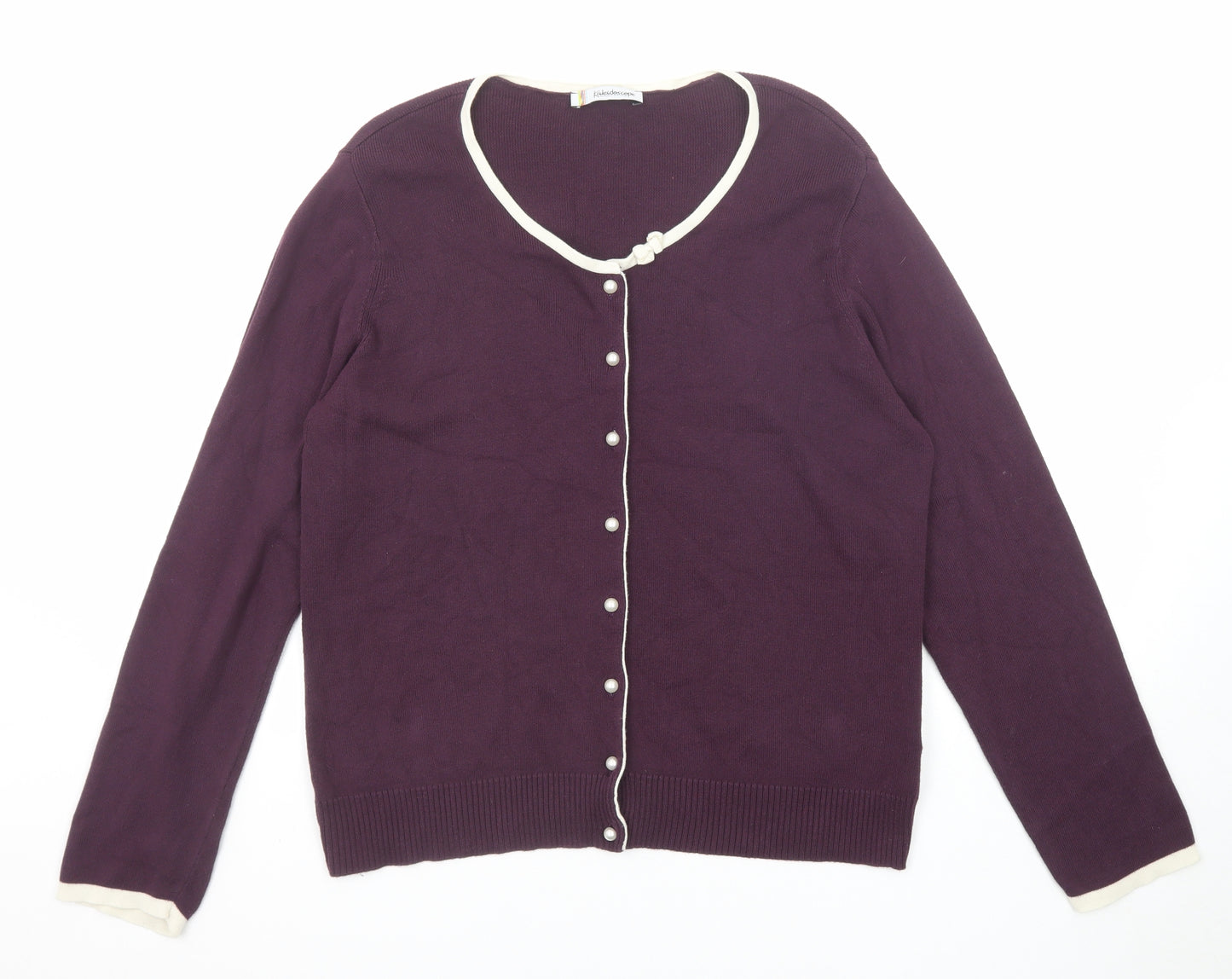 Kaleidoscope Womens Purple Round Neck Cotton Cardigan Jumper Size 20