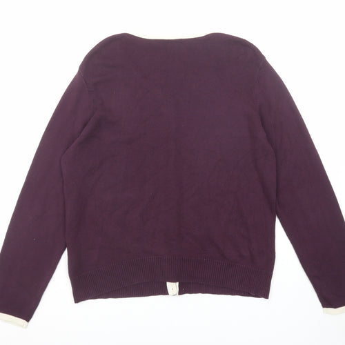 Kaleidoscope Womens Purple Round Neck Cotton Cardigan Jumper Size 20