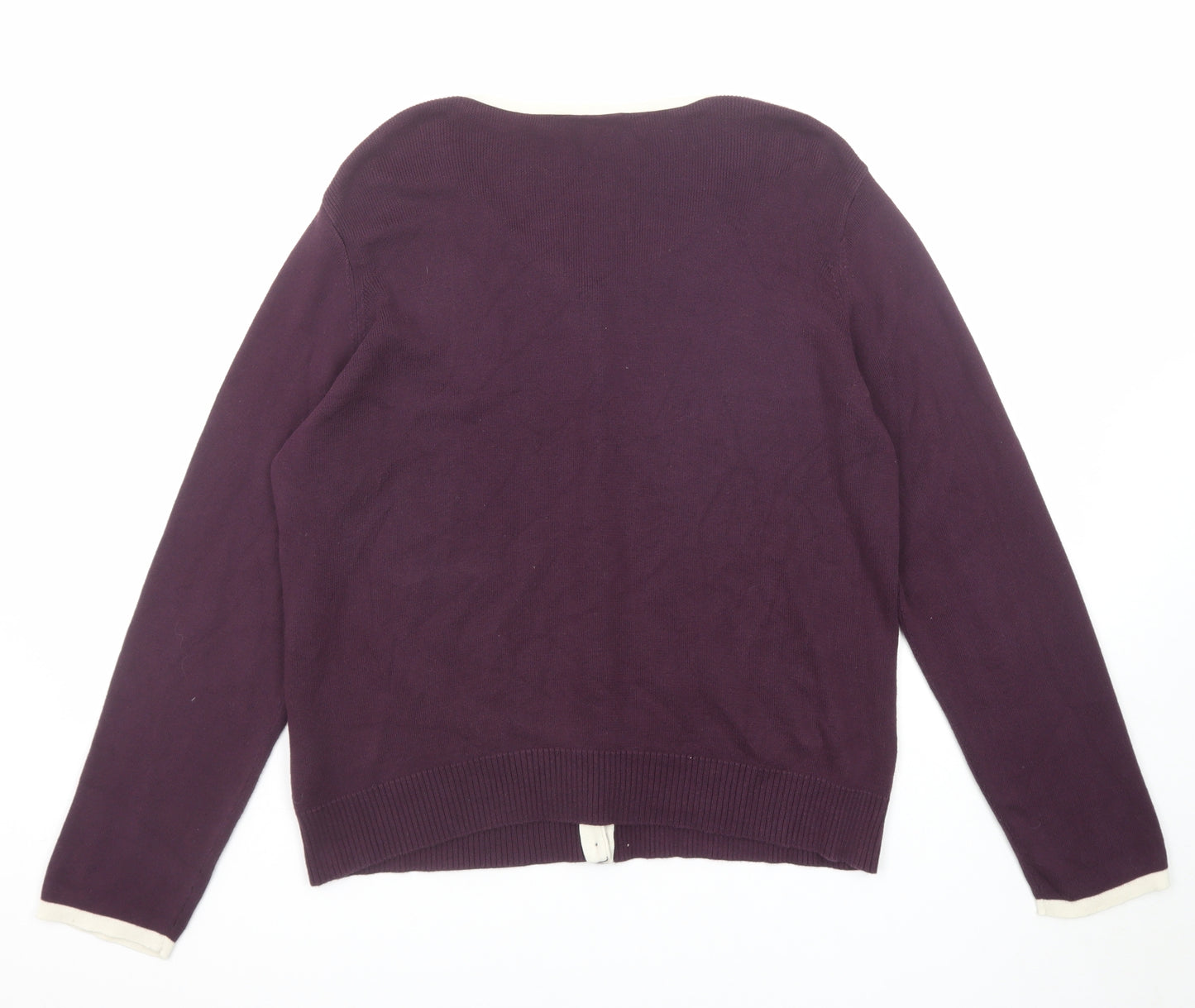 Kaleidoscope Womens Purple Round Neck Cotton Cardigan Jumper Size 20