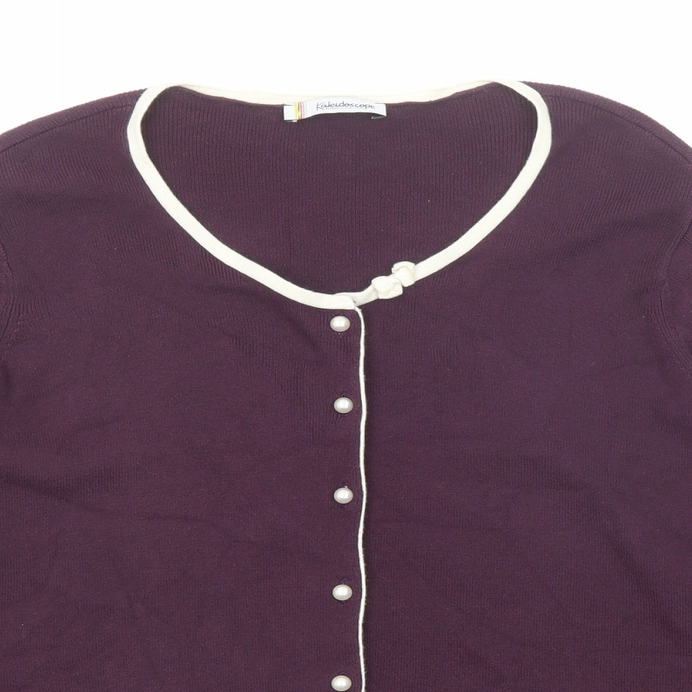 Kaleidoscope Womens Purple Round Neck Cotton Cardigan Jumper Size 20