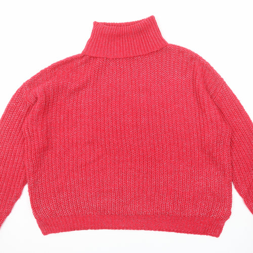 Missguided Womens Pink Roll Neck Acrylic Pullover Jumper Size L