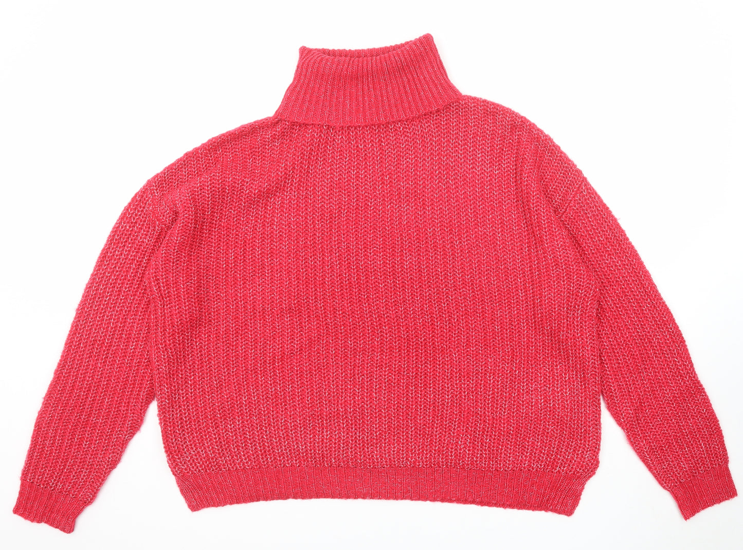 Missguided Womens Pink Roll Neck Acrylic Pullover Jumper Size L