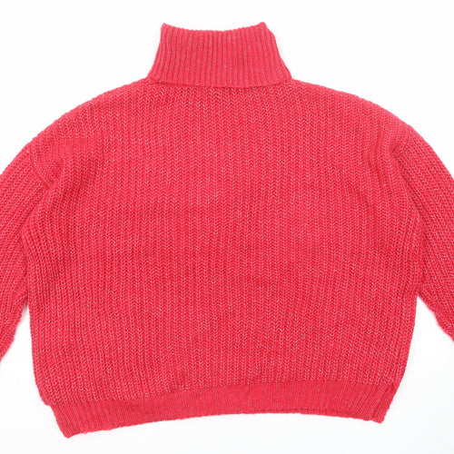 Missguided Womens Pink Roll Neck Acrylic Pullover Jumper Size L