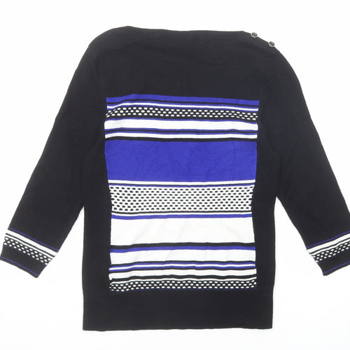 Principles Womens Black Round Neck Striped Viscose Pullover Jumper Size 10