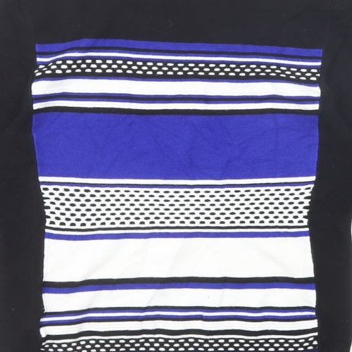 Principles Womens Black Round Neck Striped Viscose Pullover Jumper Size 10