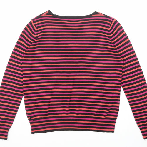 Marks and Spencer Womens Multicoloured Round Neck Striped Acrylic Pullover Jumper Size 14