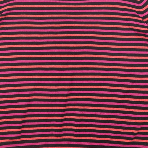 Marks and Spencer Womens Multicoloured Round Neck Striped Acrylic Pullover Jumper Size 14