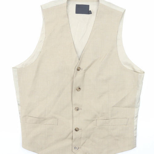 ASOS Mens Beige Polyester Jacket Suit Waistcoat Size 44 Regular