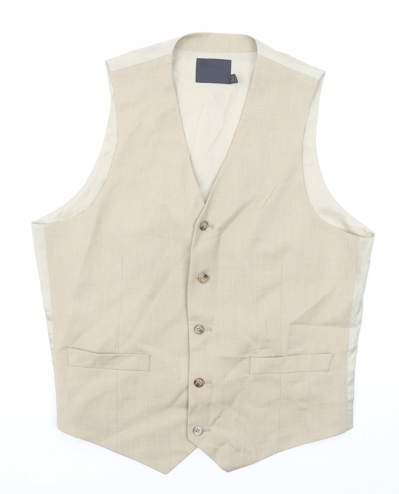 ASOS Mens Beige Polyester Jacket Suit Waistcoat Size 44 Regular
