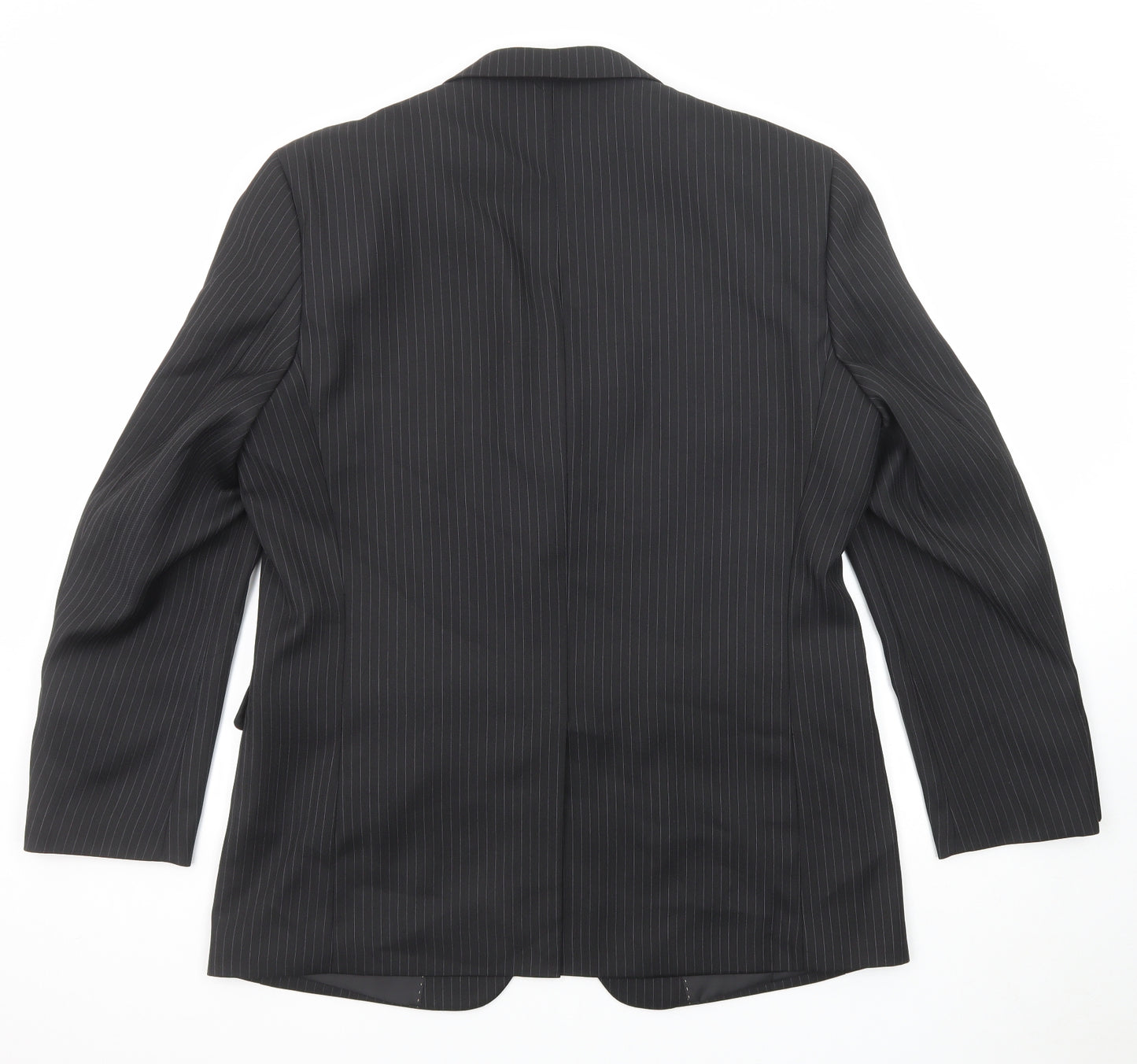 Greenwoods Mens Black Striped Polyester Jacket Suit Jacket Size 42 Regular