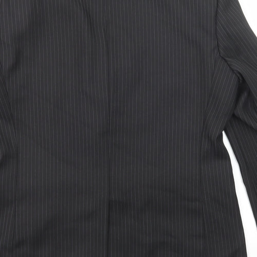Greenwoods Mens Black Striped Polyester Jacket Suit Jacket Size 42 Regular