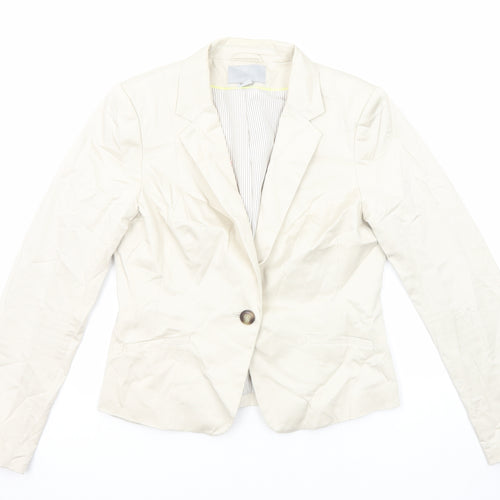 H&M Womens Ivory Jacket Blazer Size 12 Button