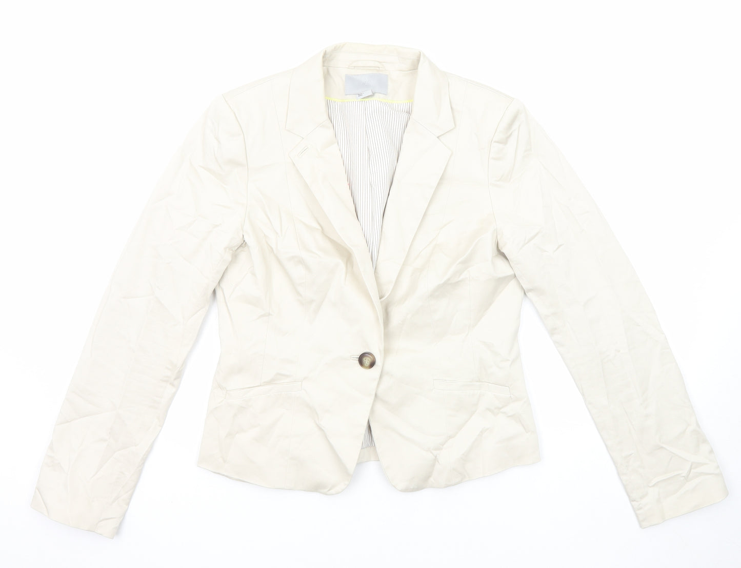 H&M Womens Ivory Jacket Blazer Size 12 Button