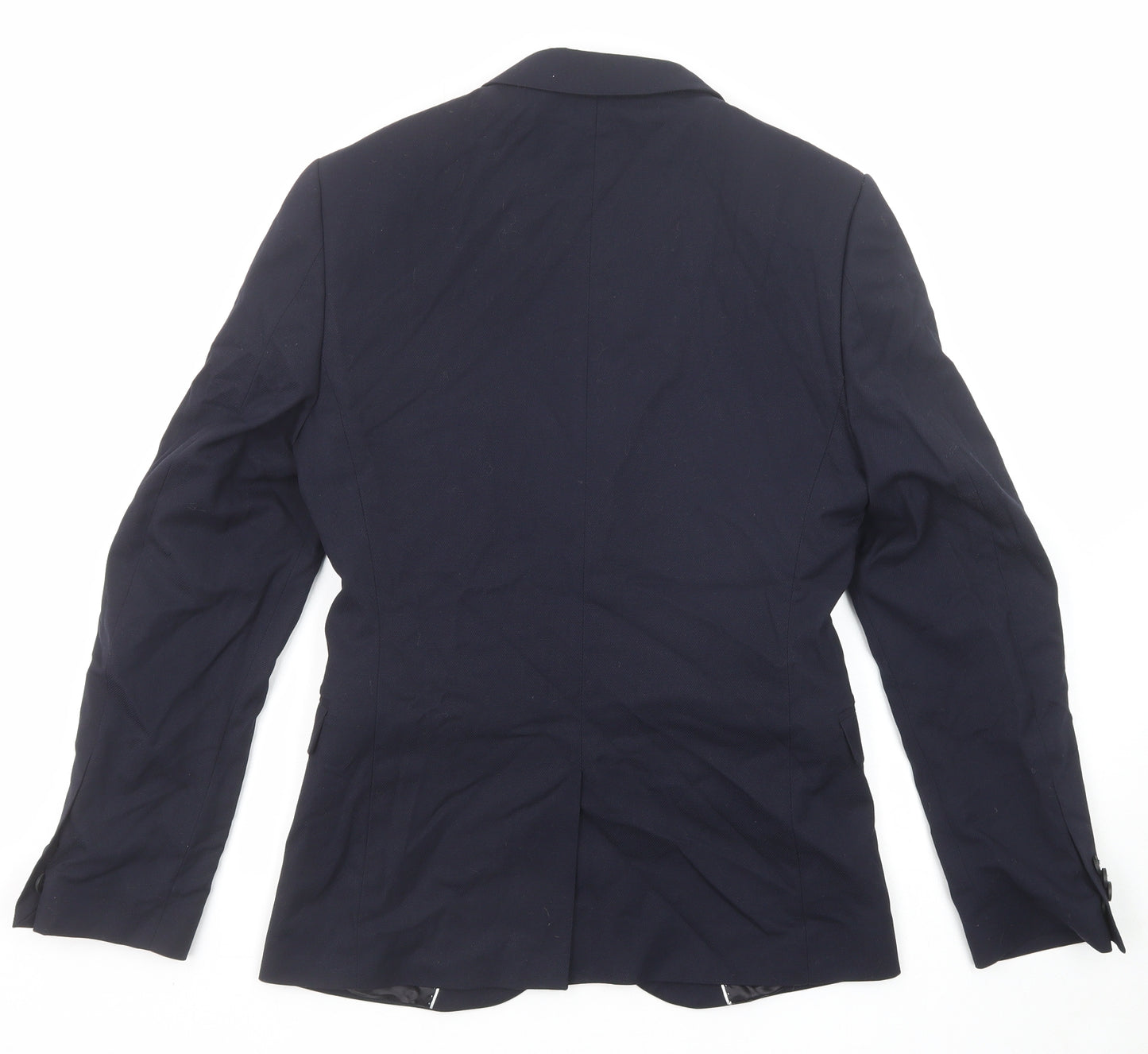 H&M Womens Blue Polyester Jacket Suit Jacket Size 16