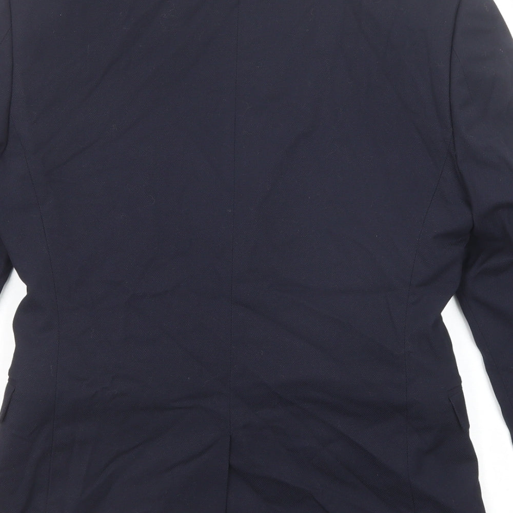 H&M Womens Blue Polyester Jacket Suit Jacket Size 16