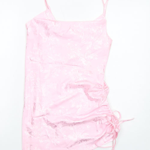 Shekou Womens Pink Geometric Polyester Slip Dress Size M Cowl Neck Pullover