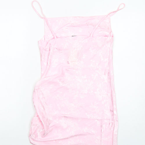 Shekou Womens Pink Geometric Polyester Slip Dress Size M Cowl Neck Pullover